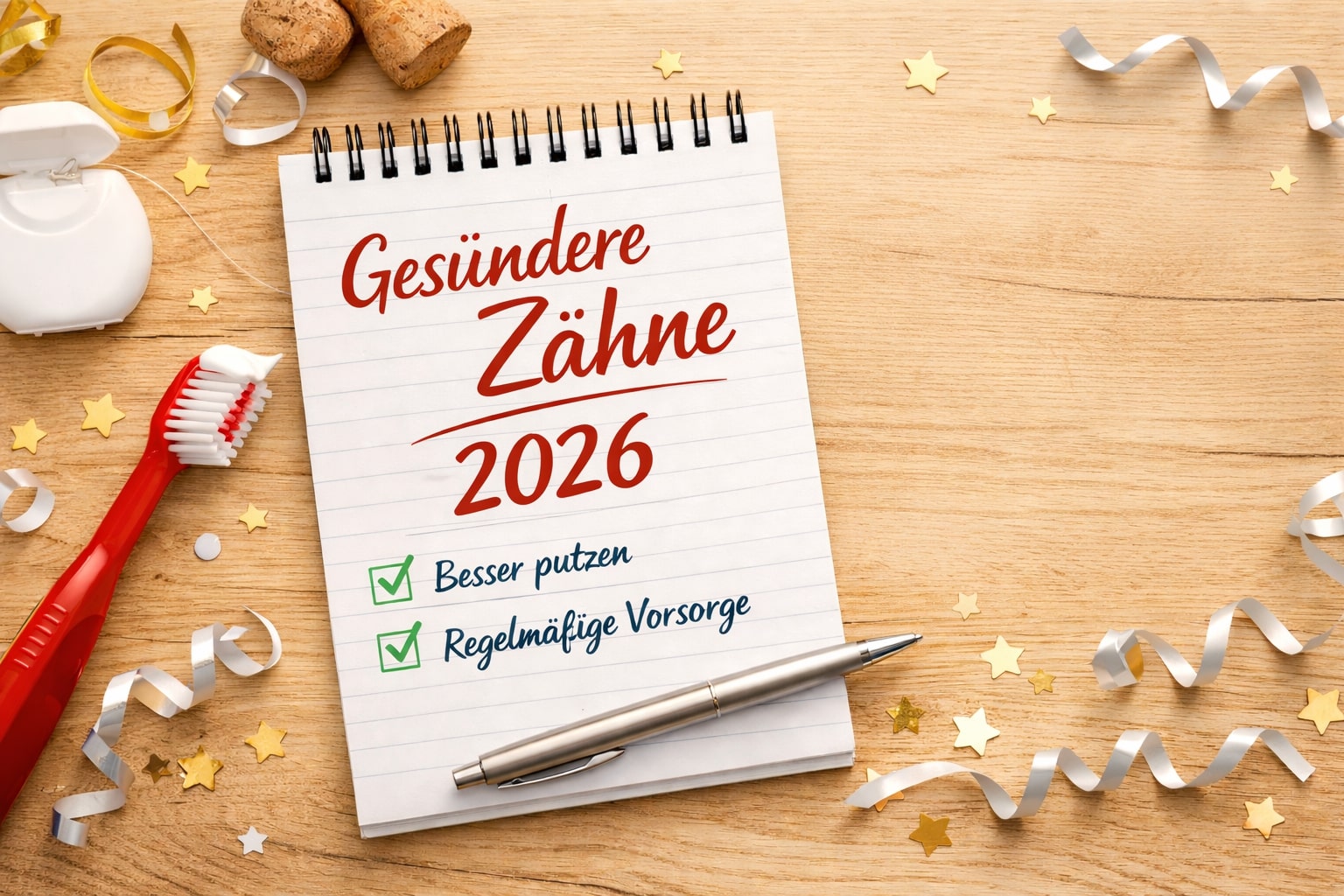 Zahnbürste und Zahnpflegeprodukte als Symbol für bewusste Zahngesundheit zum Jahresstart 2026 – Zahnarztpraxis in Seelze