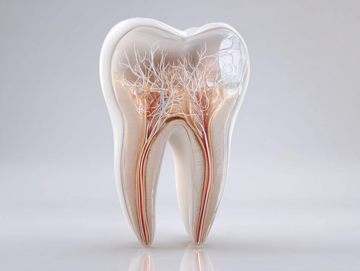 Digitale Darstellung einer Wurzelbehandlung mit modernem Röntgenbild in der Zahnarztpraxis Rauschning in Seelze – schonende Endodontie für den langfristigen Zahnerhalt.